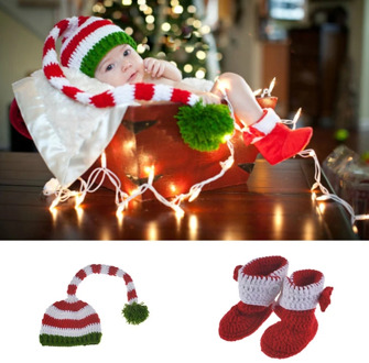 Newborn Photography Props Hat Christmas Outfit Knitted Crochet Baby Photo Shooting Clothes