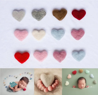 Newborn Photography Props Heart Wool DIY Photography Props Accessories Photography Baby Studio Felt Love Heart 5pcs/set