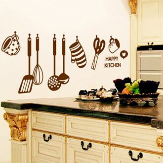 Newcreative Diy Verwijderbare Gelukkig Keuken Muurtattoo Vinyl Home Decor Muurstickers Keuken Decoratie Muurstickers Наклейки A1PC