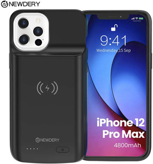 NEWDERY Battery Case For iPhone 12 Pro Max 4800mAh Qi Wireless Charging Case For iPhone 12 Pro Max 6.7 Inch Black