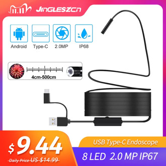 Newest 1080P USB Snake Inspection Camera 2.0 MP IP67 Waterproof USB Type-C Endoscope with 8 LED for Samsung Huawei Xiaomi PC