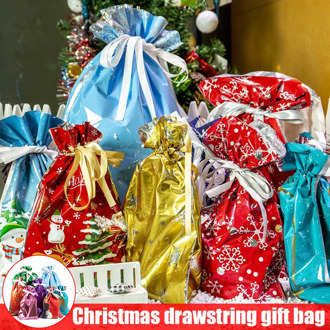 Newest 15/10pcs One-Tug Bags Christmas Drawstring Gift Bag Set Large Capacity Drawstring Christmas Gift Bags