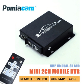 Newest 2CH MINI mobile dvr Real-time HD 1080P 2 Channel SD DVR support 128GB/CVBS/AHD 5.0MP mini vehicle DVR with remote control