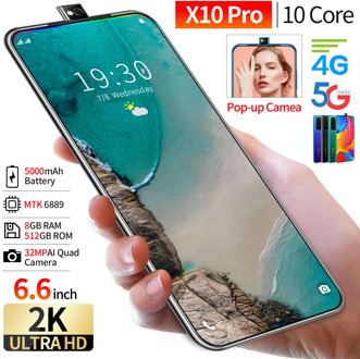 Newest 6.6 Inches X10 Pro Snapdragon 865 Deca Core 8GB 512GB Global Version Smartphone 5000mAh 32MP Triple Camera Mobile Phone