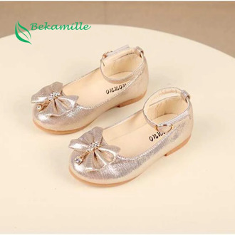 Newest Autumn Girls leather shoes Children girls baby princess bowknot sneakers pearl diamond single shoes Kids dance shoes