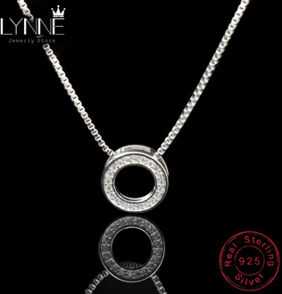 Newest Fashion Elegant Rhinestone Necklaces & Round Pendants Neckalce 925 Sterling Silver Choker Necklace For Women Jewelry Gift