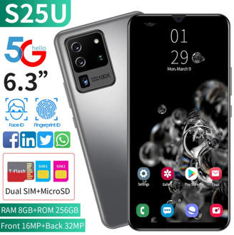 Newest S25U 5G LET 8GB+256GB Memory Smartphones Intelligent Awaken Face Unlock 6.3"inch FHD+ Screen 4800mAh Battery Mobile Phone
