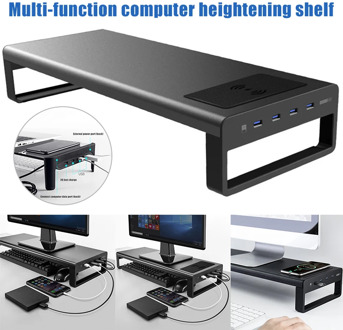 Newly Smart Base Aluminum Alloy Computer Laptop Base Stand with USB 3.0 Port Charger Stand for PC Desktop LaptopQJY free Adapter