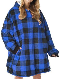 Newst Fleece Deken Met Mouwen Wearable Capuchon Zakken Deken blauw Plaid