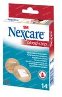 Nexcare™ Blood-Stop Bloedstop pleisters, beigeig, 14 ronde pleisters, N1714NS