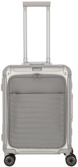 Next 2.0 Aluminium 4 Wiel Trolley S with Frontpocket silver Harde Koffer Zilver - H 55 x B 40 x D 23