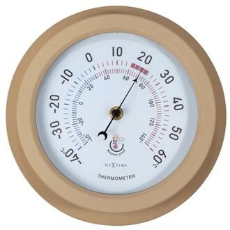 NeXtime Buitenthermometer Lily Ø22cm Metaal Bruin