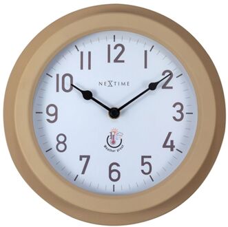 NeXtime Buitenwandklok - 22CM - metaal - bruin Poppy