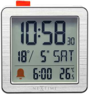 NeXtime Digitale Tafelwekker 6x6.4x2.1cm-RCC-Metaal/ABS-NeXtime-"Mini" Grijs