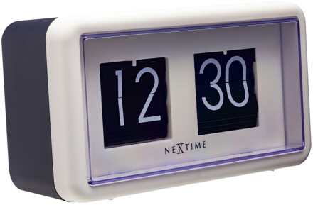 NeXtime Flip Klok - Tafel of Wandklok - Zwart|Wit -18x10x7 cm