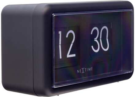 NeXtime Flip Klok - Tafelklok| Wandklok - Zwart -18x10x7 cm