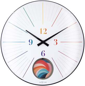 NeXtime Grote wandklok 50 cm bolle glasplaat-stil-slinger-NeXtime 'Duomo 50 Pendulum' Multicolor