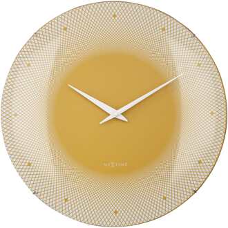 NeXtime Grote wandklok 50 cm met bolvormige glazen lens - geruisloos - glas - "Deep 50" Geel