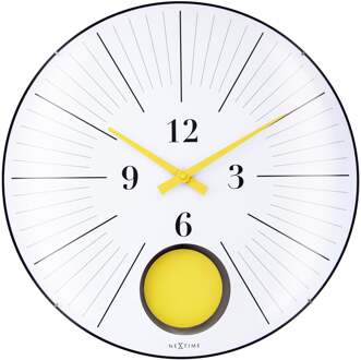 NeXtime Grote wandklok 50 cm met bolvormige glazen lens - geruisloos - pendel 'Duomo 50 Pendulum' Multicolor