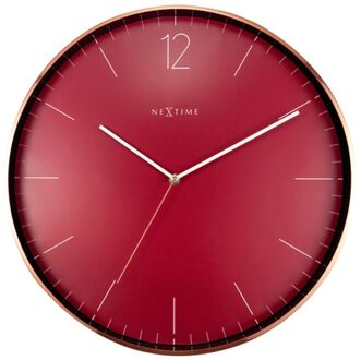 NeXtime Grote Wandklok - Rood|koper - Geen Tikkend Geluid! - 40cm