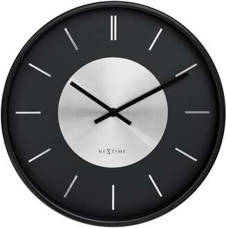 NeXtime Wandklok 25cm-Stil-Metaal-NeXtime 'Retro II' Zwart