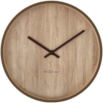 NeXtime Wandklok 30cm-Stil-Donkerbruin/Lichtbruin-Kunststof-NeXtime 'Oslo'