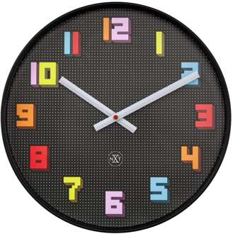 NeXtime Wandklok 35 cm - geruisloos - zwart/meerkleurig - ABS - nXt 'Game' Multicolor