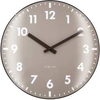 NeXtime Wandklok 35 cm met koepelglas - geruisloos - glas - NeXtime 'Duomo' Khaki