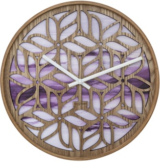 NeXtime Wandklok 40 cm - Geruisloos - Paars - Hout - "Yogi"
