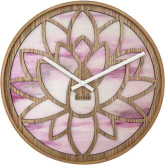 NeXtime Wandklok 40 cm - Geruisloos - Roze - Hout - "Lotus"