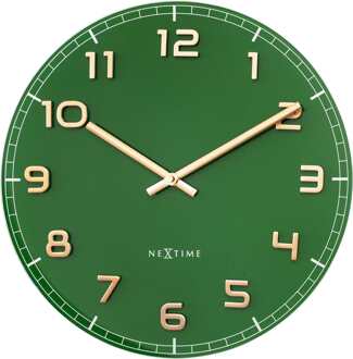 NeXtime Wandklok 40 cm - Stil - Groen - Glas/Aluminium - "Classy Medium"
