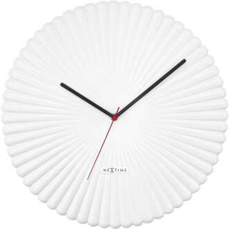 NeXtime Wandklok 40cm-Geruisloos-Wit/Groen-Polyresin-NeXtime 'Mousse'