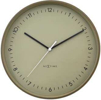 NeXtime Wandklok 40cm-Stil-Metaal-NeXtime 'Berlin L' Khaki