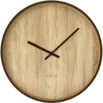 NeXtime Wandklok 50 cm - geruisloos - donkerbruin/lichtbruin - kunststof Oslo Large