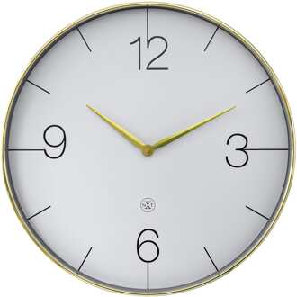 NeXtime Wandklok 51 cm-stil-goud/chroom/grijs-kunststof-nXt Finesse Large Wit