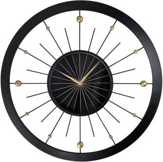 NeXtime Wandklok 90cm-Geruisloos-Zwart-Metaal-NeXtime 'Orbit Large'