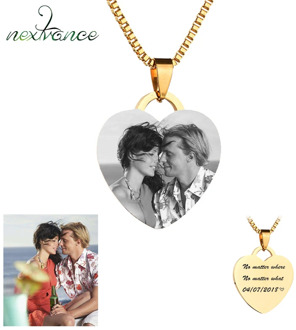 Nextvance Personalized Letter Custom Necklace Stainless Steel Heart Nameplate Photo Necklaces For Family Friends Lovers Gift