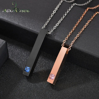 Nextvance Stainless Steel Custom Engraved Black Rose Gold Name Date Bar Necklace Women Men Lover Personalized Necklaces Jewelry
