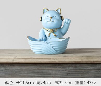 Neylend Woonkamer Decoratie Geluk Kat Fruitschaal Tafel Decoratie Wijnkast Decoratie Hars Ambachten Home Decoratie Blauw