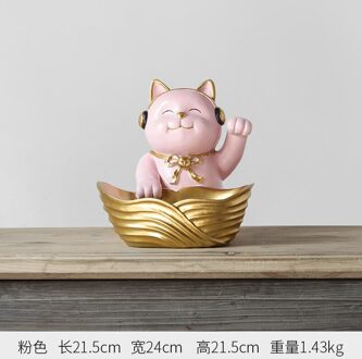 Neylend Woonkamer Decoratie Geluk Kat Fruitschaal Tafel Decoratie Wijnkast Decoratie Hars Ambachten Home Decoratie Roze