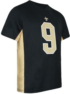 NFL New Orleans Saints 9 Drew Brees Heren T-shirt Zwart/goud - L