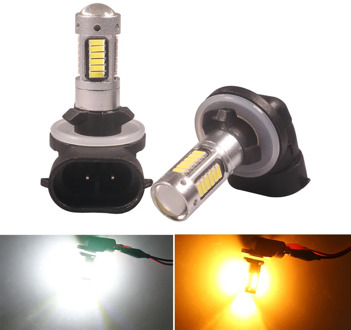 NHAUTP 2Pcs H27 H27W/2 880 881 LED Car Fog Lights 4014 -30SMD Auto LED Front Fog Lamp DRL White Amber 12V