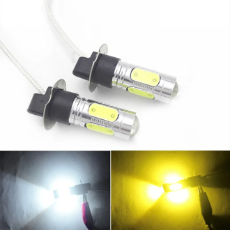 NHAUTP 2Pcs H3 LED Bulbs COB 7.5W Car LED Fog Lights DRL High Power Auto Fog Lamp White Yellow 12V