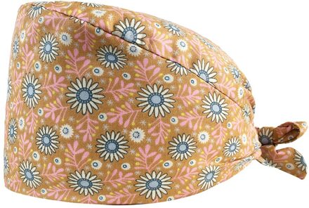 Niaa Verstelbare Tieback Ademend Sanitaire Hoed Accessoires Bloemen Print Vrouwen Scrub Cap Pet Shop Hoed Schoonheidssalon Scrub Hoed