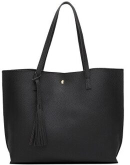 Nibesser Vrouwen Zachte Lederen Handtas Vrouwen Schoudertas Shopper Tote Emmer Tas Mode Vrouwen Handtassen zwart