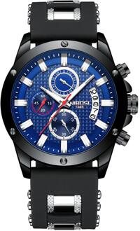 Nibosi Sport Zwart Heren Horloges Top Luxe Horloge Voor Mannen Siliconen Horloge Waterdicht Quartz Klok Relogio Masculino 2