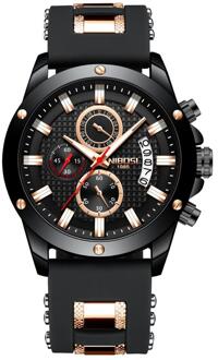 Nibosi Sport Zwart Heren Horloges Top Luxe Horloge Voor Mannen Siliconen Horloge Waterdicht Quartz Klok Relogio Masculino 3