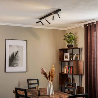 Nicanor plafondspot zwart/chroom 6-lamps zwart, chroom