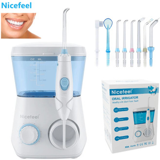 Nicefeel Oral Irrigator Water Flosser Dental Jet Teeth Cleaner With 600ml Water Tank 7 Tips and 1 Toothbrush For Tooth Care