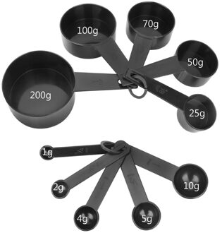 Niceyard 10 Pcs Keuken Meten Maatbekers En Maatlepel Scoop Zwart Plastic Handvat